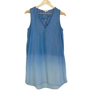 beachlunchlounge Women's Sleeveless Chambray Ombre Lyocell Tunic Tank, Small